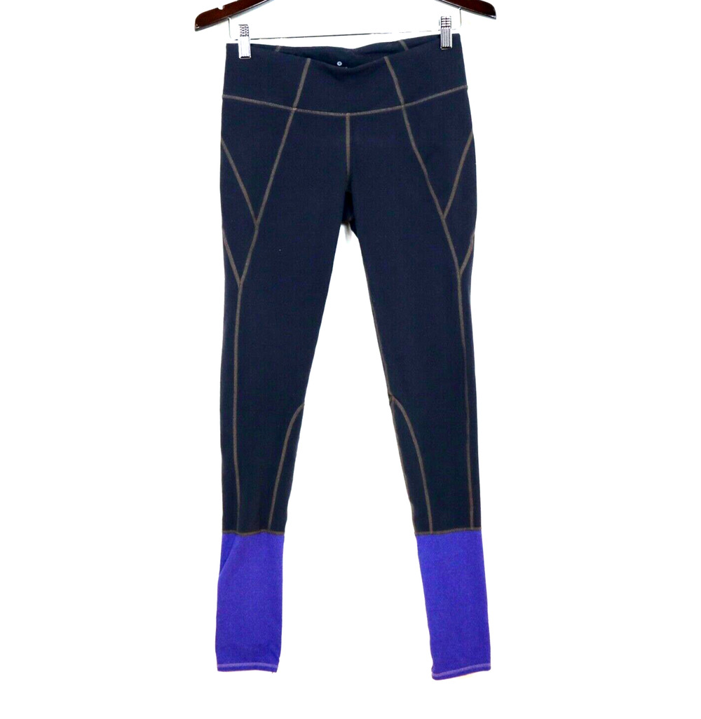 Athleta Size M Plie Yoga Tight Leggings Barre Colorblock Gray Purple